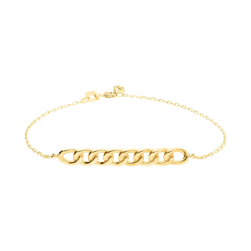 375 Echtgold Curb Chain Armband Damen elegantes Gliederarmband aus Gelbgold modern minimalistisch zeitlos￼