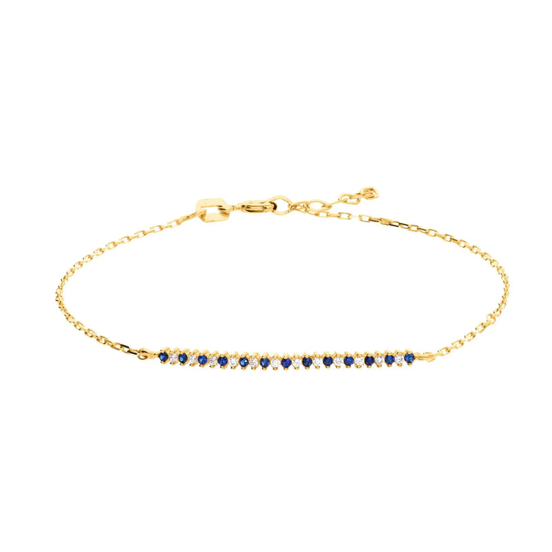 375 Echtgold Ocean Armband Damen mit blauen und weißen Zirkonia Steinen filigranes Goldarmband elegant￼